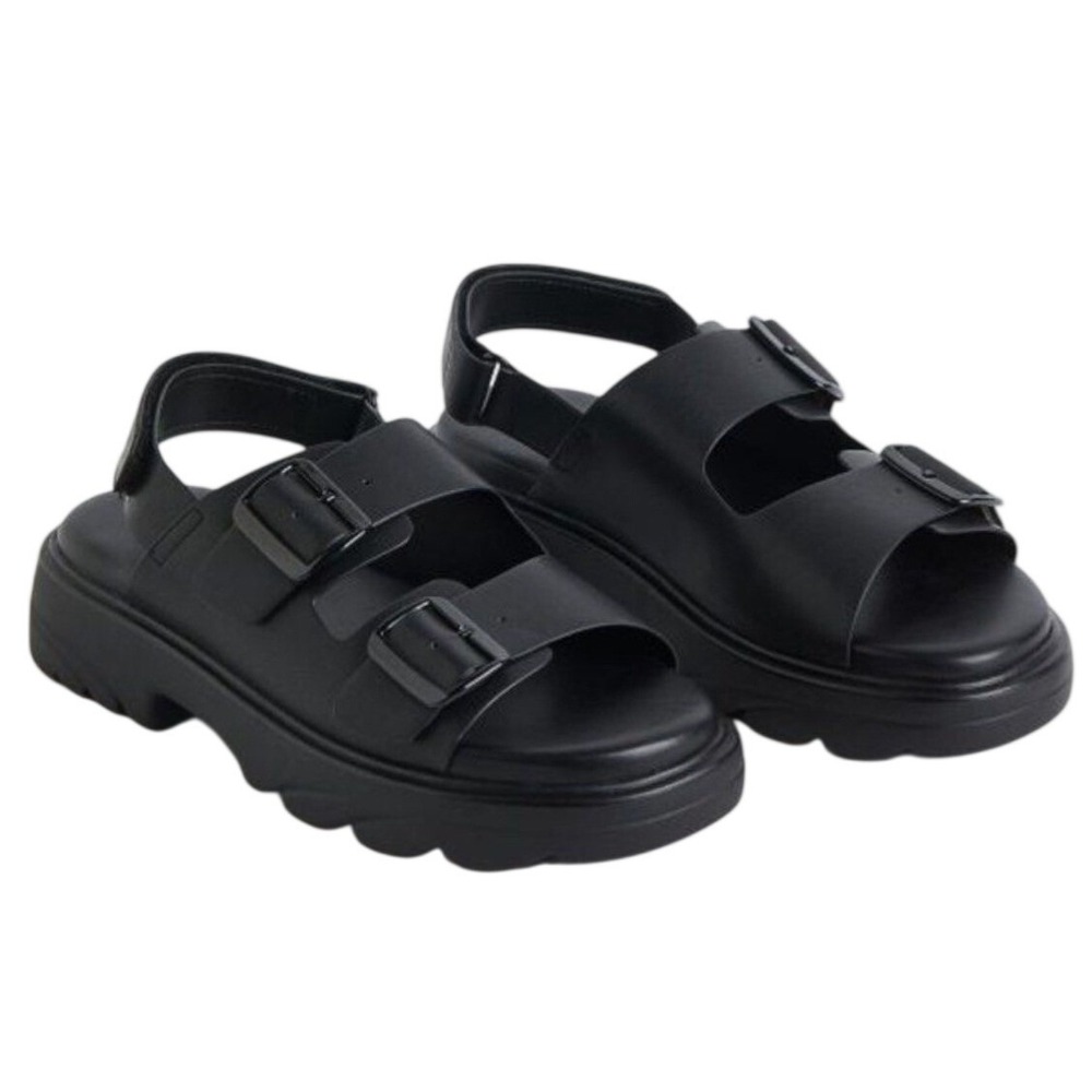 H&M Chunky Strappy Women's size Buckle Open Toe Beachy Resort Platform Sandals